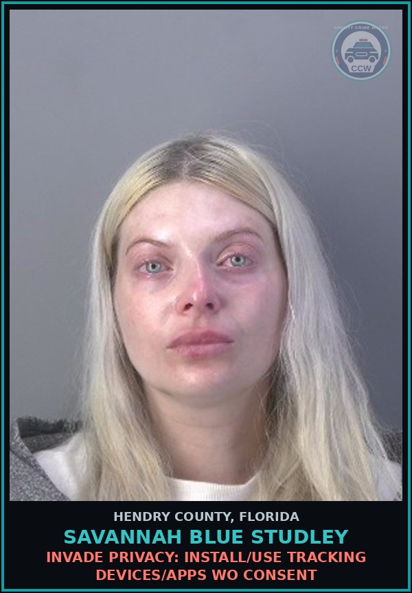 Booking mugshot of SAVANNAH BLUE STUDLEY in Hendry County