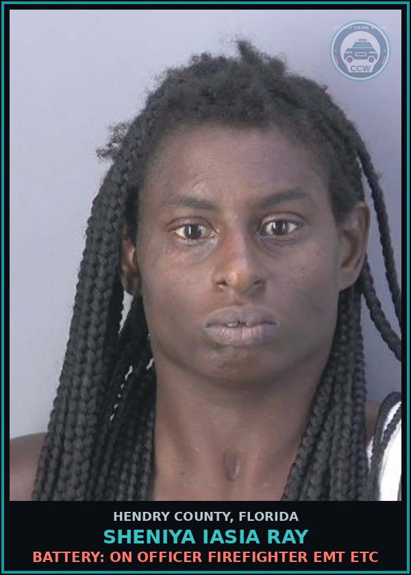 Booking mugshot of SHENIYA IASIA RAY in Hendry County