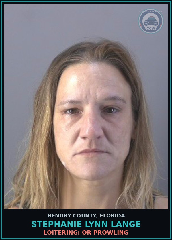 Booking mugshot of STEPHANIE LYNN LANGE in Hendry County