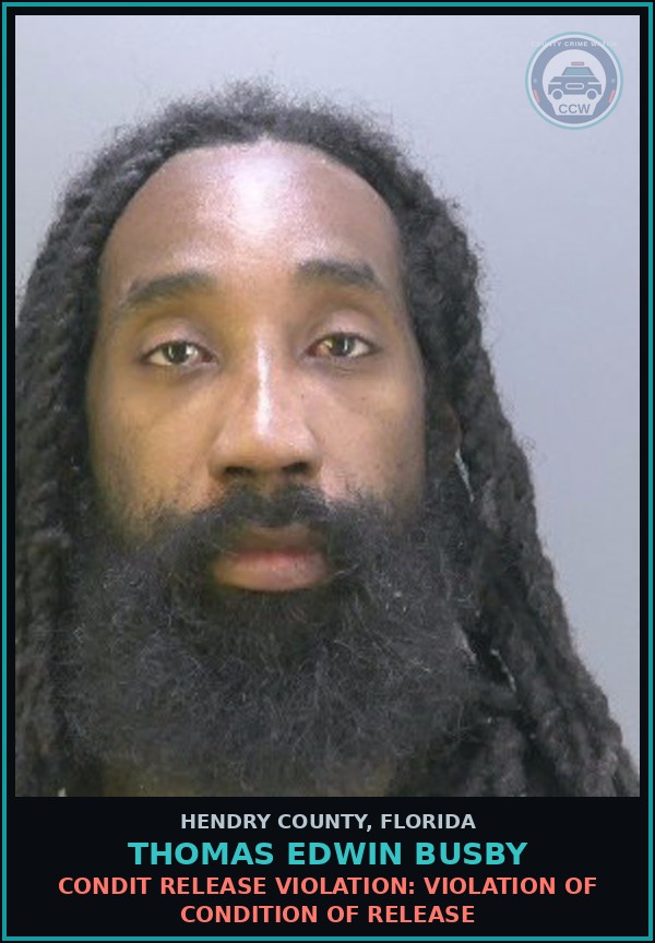 Booking mugshot of THOMAS EDWIN BUSBY in Hendry County