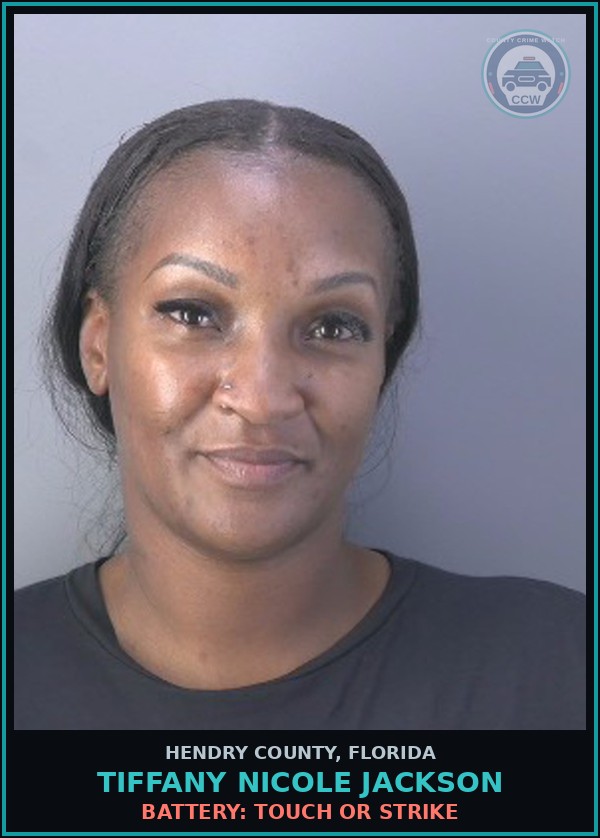 Booking mugshot of TIFFANY NICOLE JACKSON in Hendry County