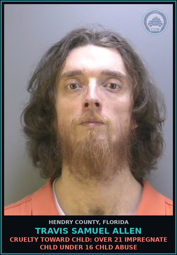 Booking mugshot of TRAVIS SAMUEL ALLEN in Hendry County