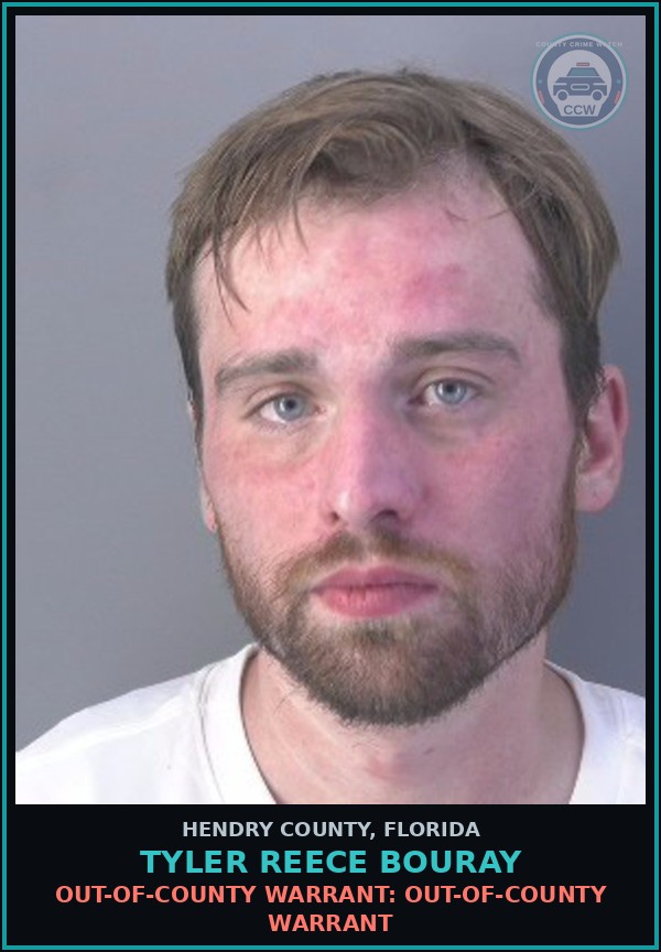 Booking mugshot of TYLER REECE BOURAY in Hendry County