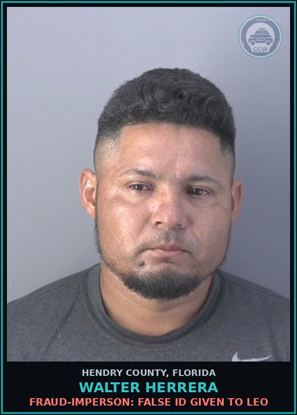 Booking mugshot of WALTER HERRERA in Hendry County