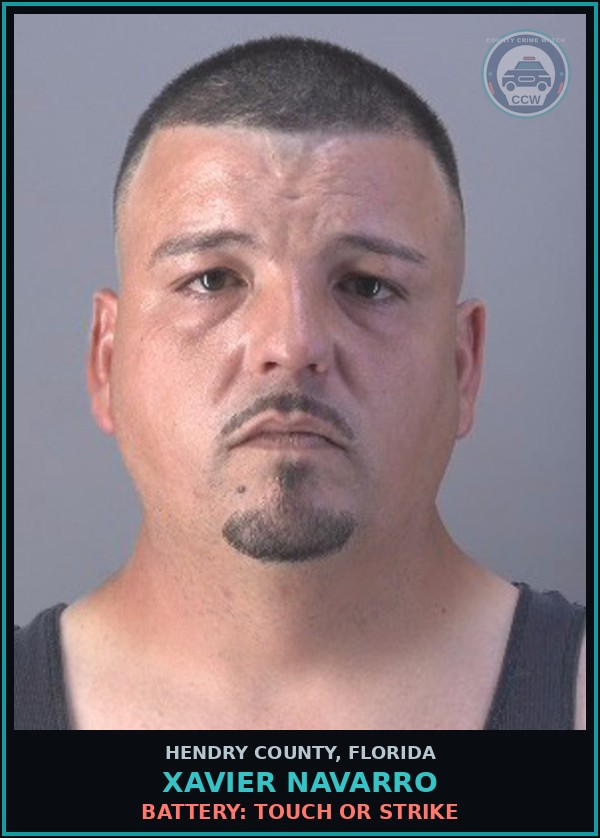 Booking mugshot of XAVIER NAVARRO in Hendry County