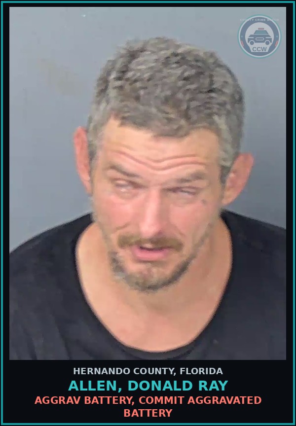 Booking mugshot of ALLEN, DONALD RAY in Hernando County