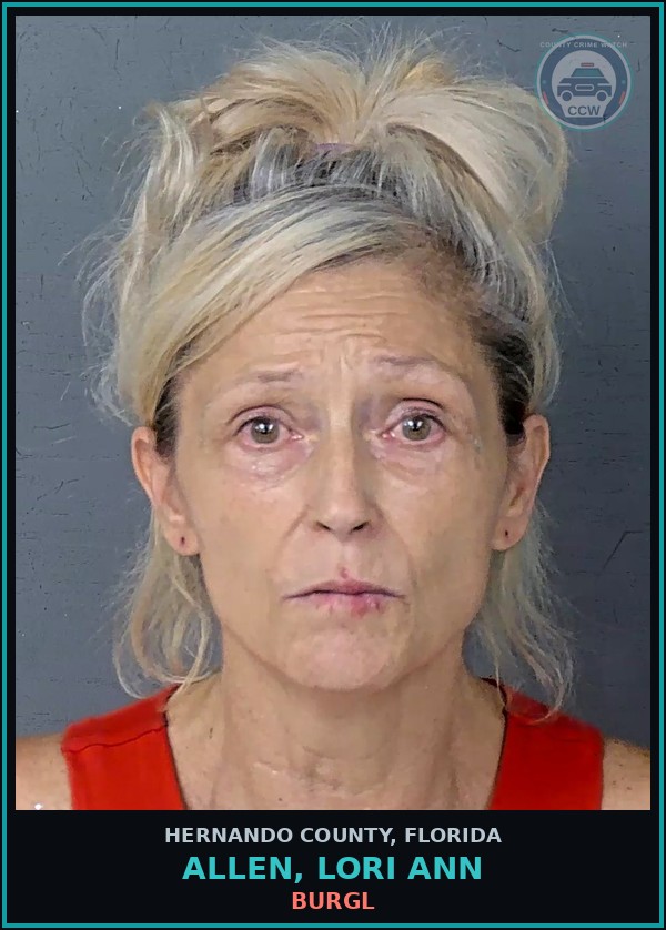 Booking mugshot of ALLEN, LORI ANN in Hernando County