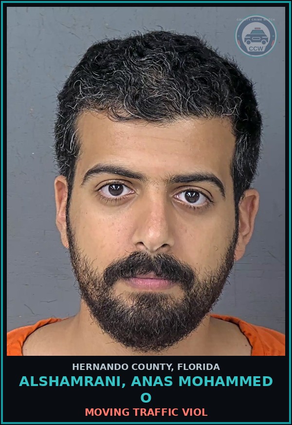 Booking mugshot of ALSHAMRANI, ANAS MOHAMMED O in Hernando County