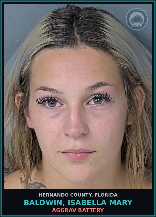 Booking mugshot of BALDWIN, ISABELLA MARY in Hernando County