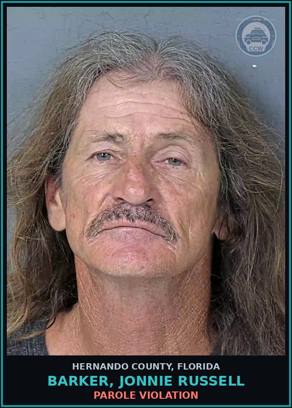 Booking mugshot of BARKER, JONNIE RUSSELL in Hernando County