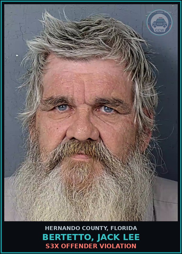 Booking mugshot of BERTETTO, JACK LEE in Hernando County