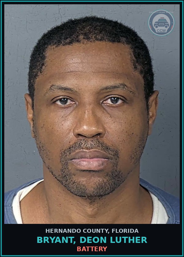 Booking mugshot of BRYANT, DEON LUTHER in Hernando County