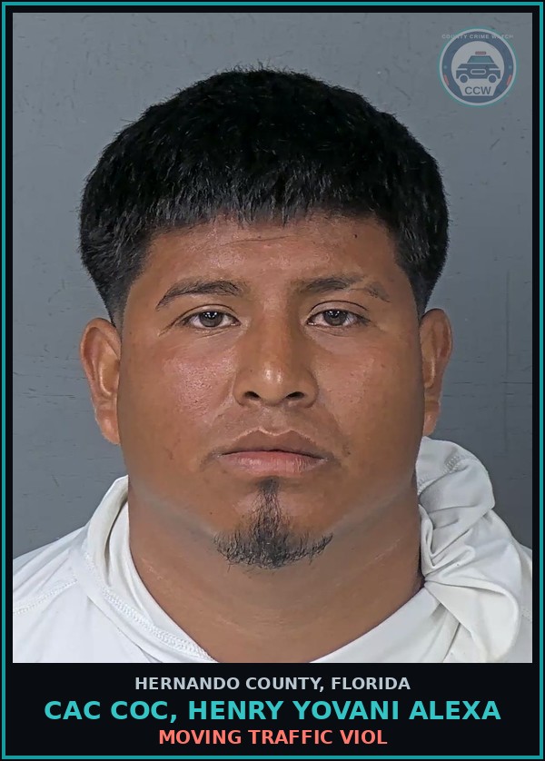 Booking mugshot of CAC COC, HENRY YOVANI ALEXA in Hernando County
