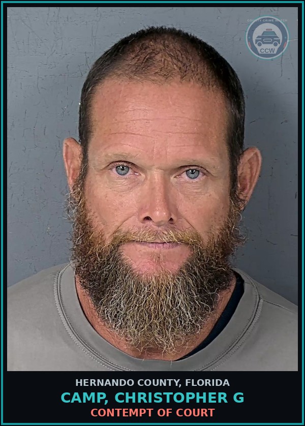 Booking mugshot of CAMP, CHRISTOPHER G in Hernando County