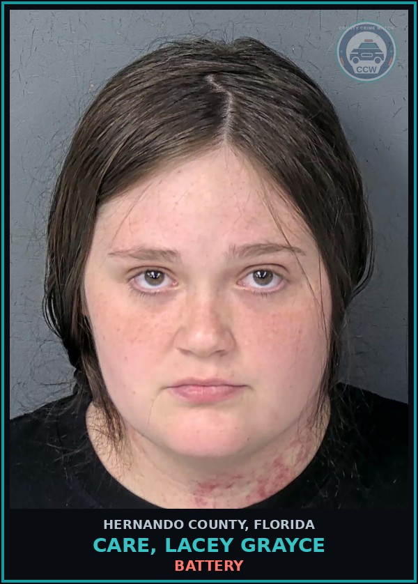 Booking mugshot of CARE, LACEY GRAYCE in Hernando County