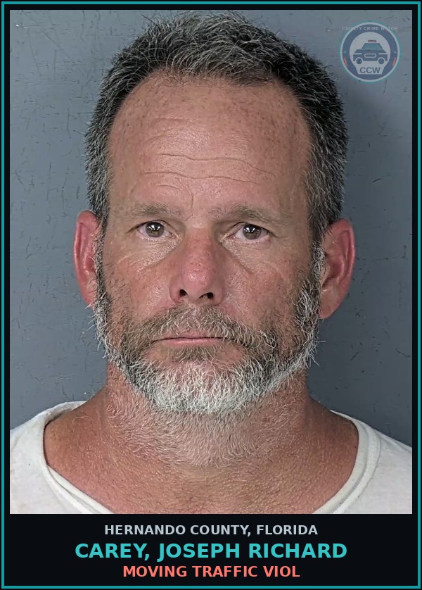 Booking mugshot of CAREY, JOSEPH RICHARD in Hernando County