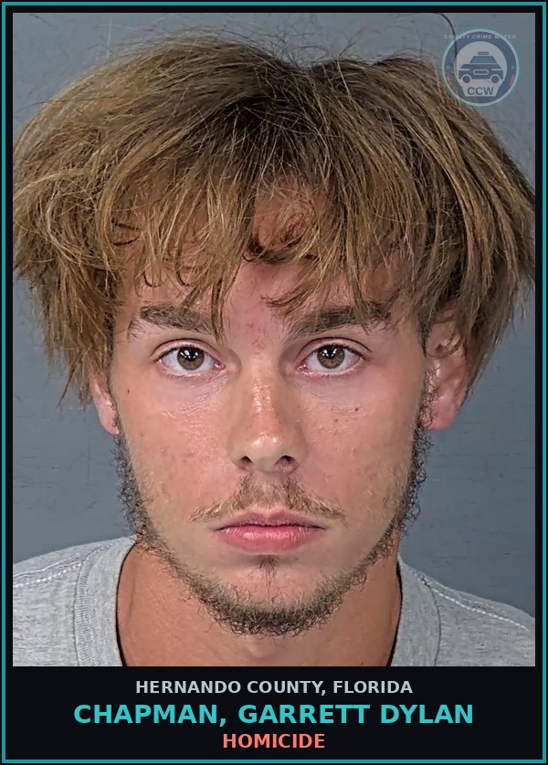 Booking mugshot of CHAPMAN, GARRETT DYLAN in Hernando County