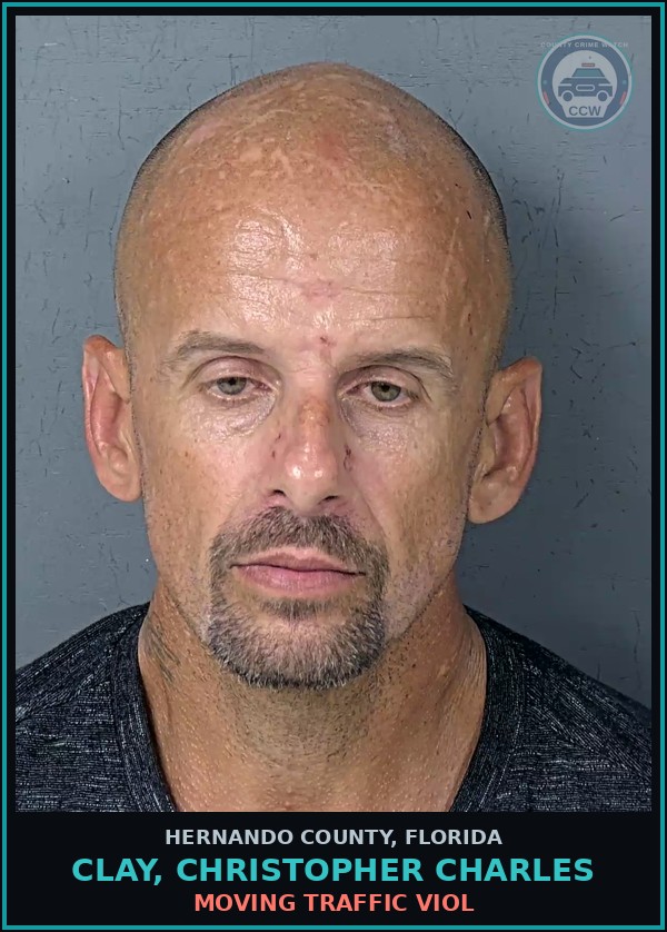 Booking mugshot of CLAY, CHRISTOPHER CHARLES in Hernando County