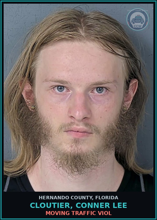 Booking mugshot of CLOUTIER, CONNER LEE in Hernando County