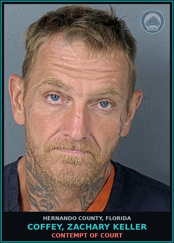 Booking mugshot of COFFEY, ZACHARY KELLER in Hernando County