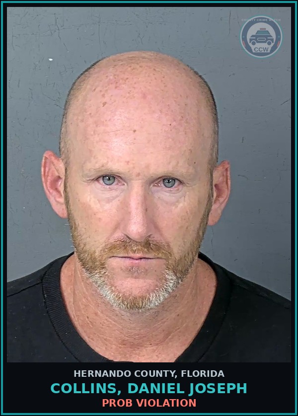 Booking mugshot of COLLINS, DANIEL JOSEPH in Hernando County