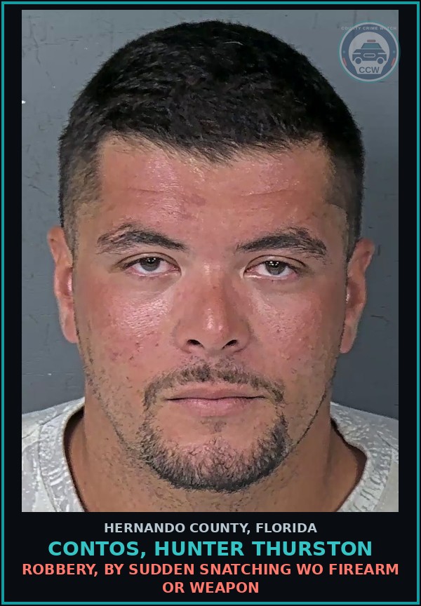 Booking mugshot of CONTOS, HUNTER THURSTON in Hernando County