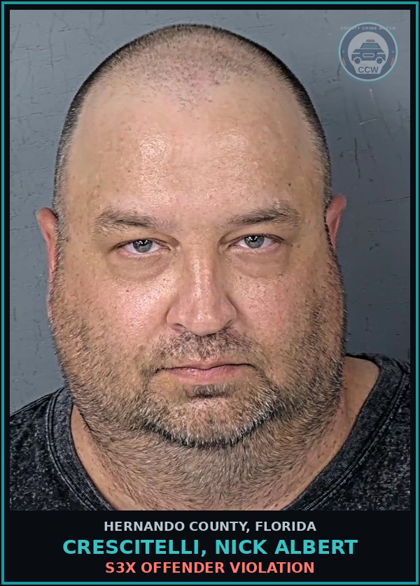 Booking mugshot of CRESCITELLI, NICK ALBERT in Hernando County