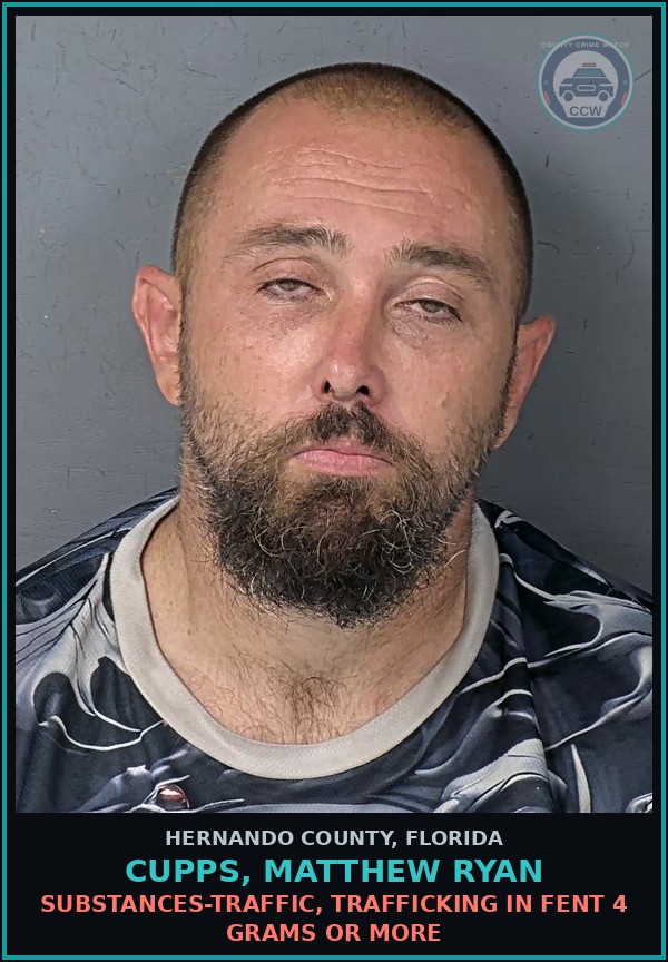 Booking mugshot of CUPPS, MATTHEW RYAN in Hernando County