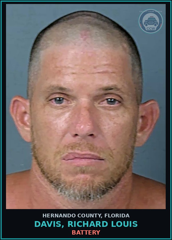 Booking mugshot of DAVIS, RICHARD LOUIS in Hernando County