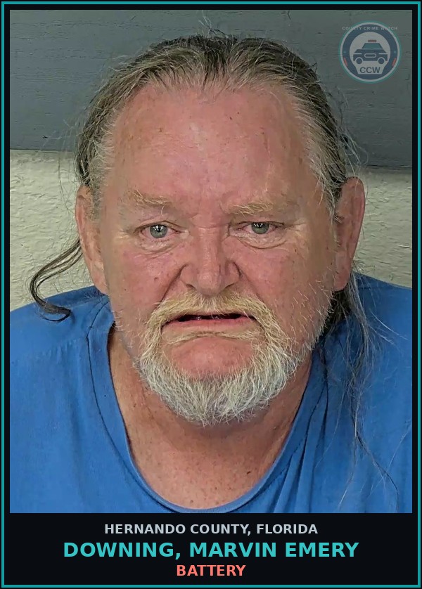 Booking mugshot of DOWNING, MARVIN EMERY in Hernando County