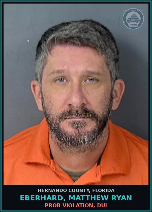 Booking mugshot of EBERHARD, MATTHEW RYAN in Hernando County