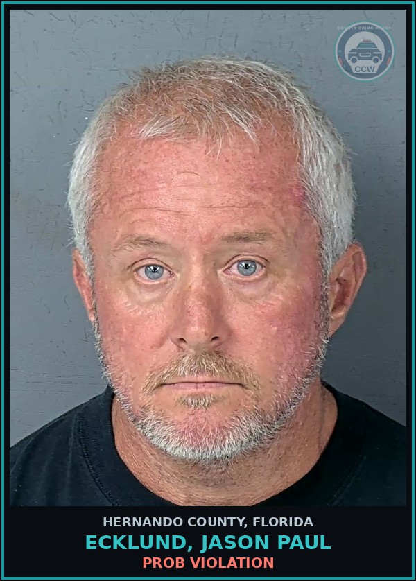 Booking mugshot of ECKLUND, JASON PAUL in Hernando County