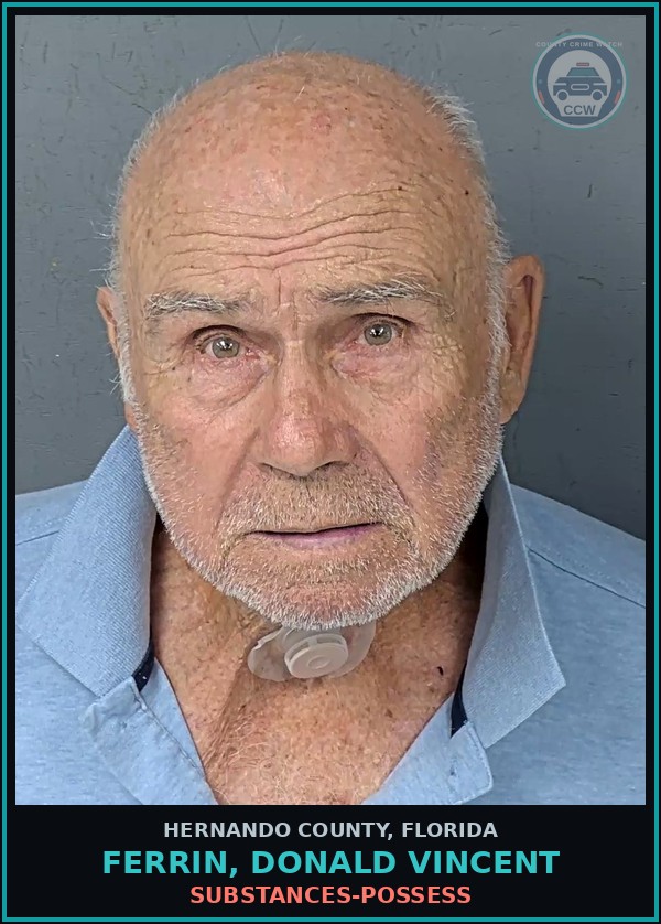 Booking mugshot of FERRIN, DONALD VINCENT in Hernando County