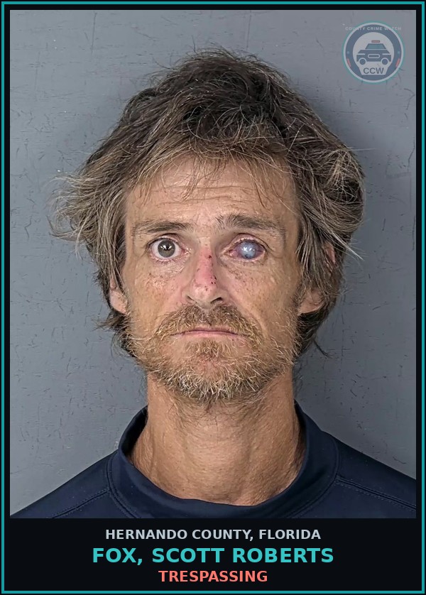 Booking mugshot of FOX, SCOTT ROBERTS in Hernando County