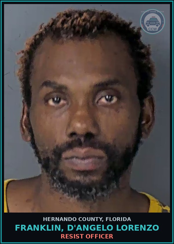 Booking mugshot of FRANKLIN, D'ANGELO LORENZO in Hernando County