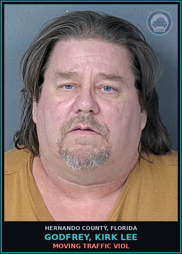 Booking mugshot of GODFREY, KIRK LEE in Hernando County