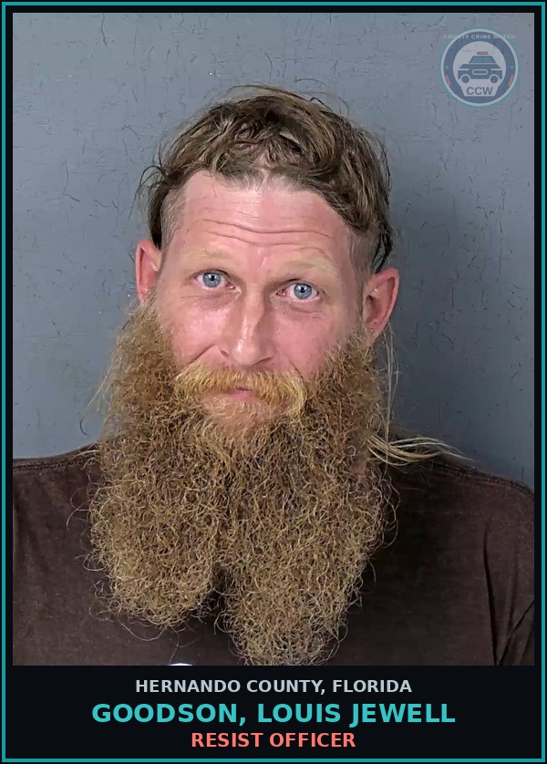 Booking mugshot of GOODSON, LOUIS JEWELL in Hernando County