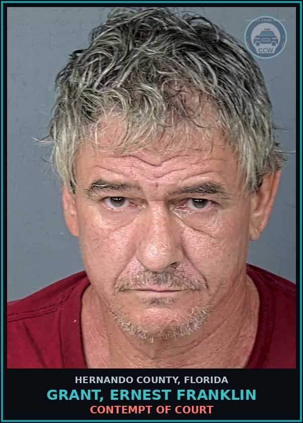 Booking mugshot of GRANT, ERNEST FRANKLIN in Hernando County