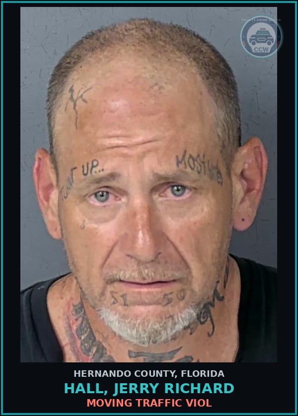 Booking mugshot of HALL, JERRY RICHARD in Hernando County