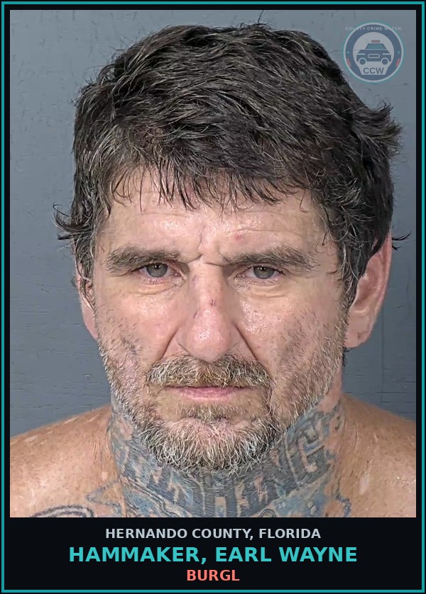 Booking mugshot of HAMMAKER, EARL WAYNE in Hernando County