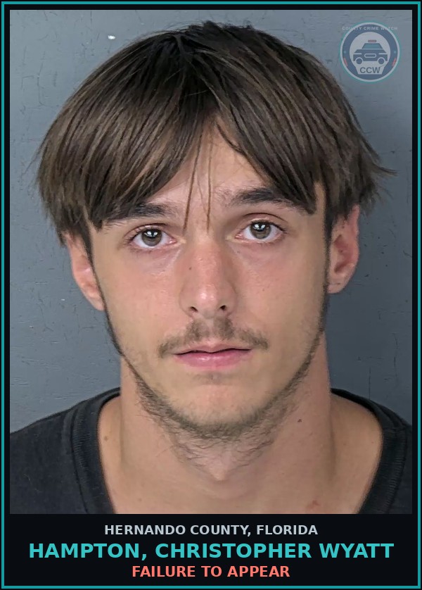 Booking mugshot of HAMPTON, CHRISTOPHER WYATT in Hernando County