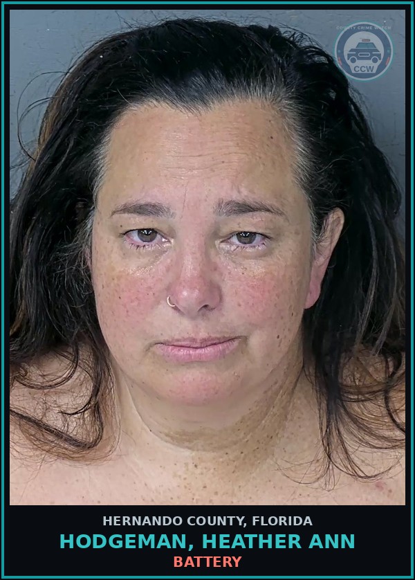 Booking mugshot of HODGEMAN, HEATHER ANN in Hernando County