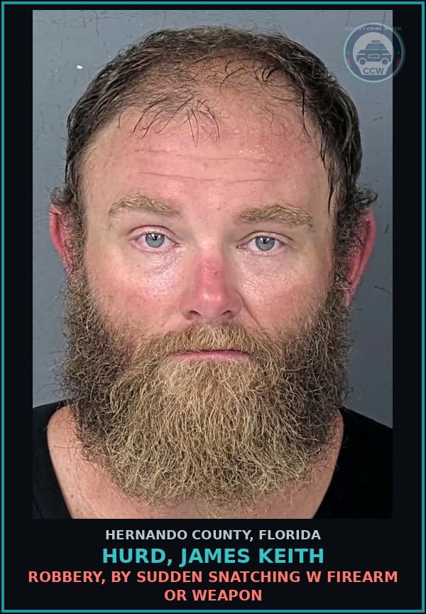 Booking mugshot of HURD, JAMES KEITH in Hernando County
