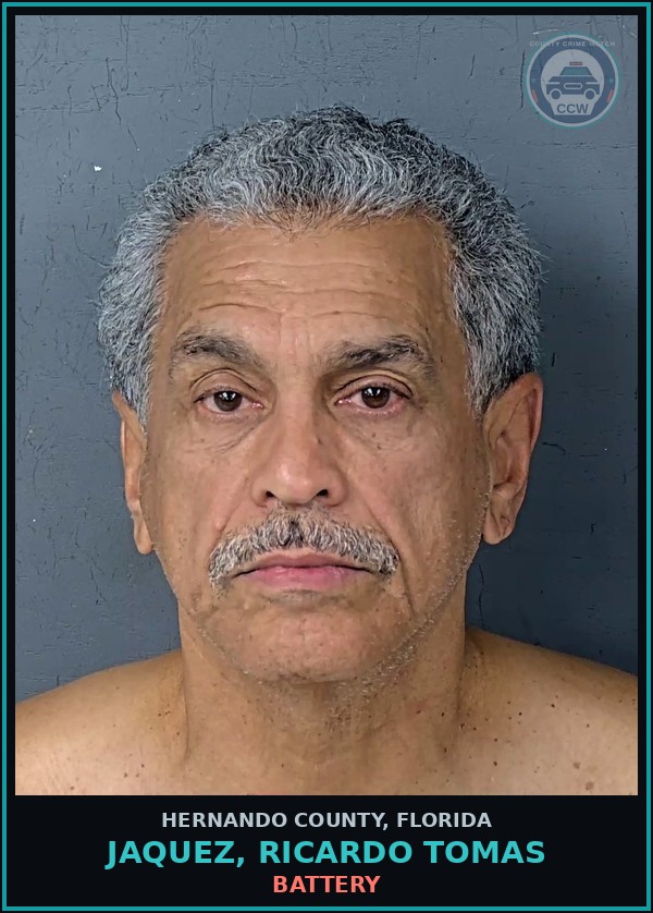 Booking mugshot of JAQUEZ, RICARDO TOMAS in Hernando County