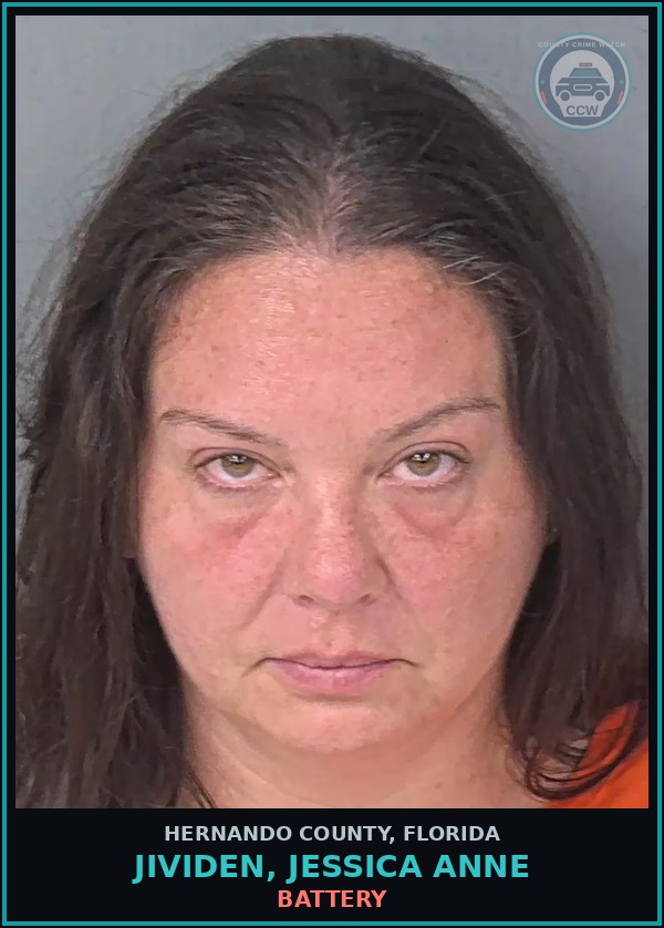 Booking mugshot of JIVIDEN, JESSICA ANNE in Hernando County