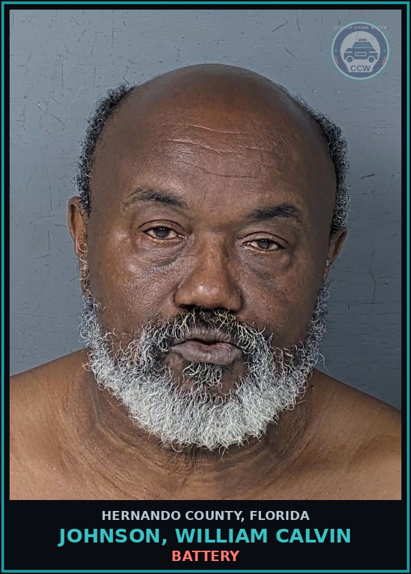 Booking mugshot of JOHNSON, WILLIAM CALVIN in Hernando County