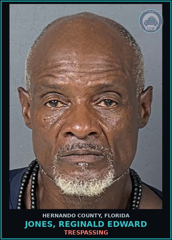 Booking mugshot of JONES, REGINALD EDWARD in Hernando County