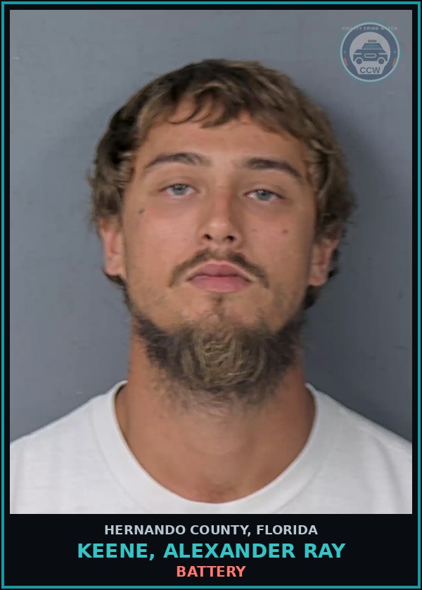 Booking mugshot of KEENE, ALEXANDER RAY in Hernando County