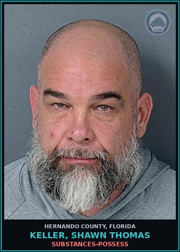 Booking mugshot of KELLER, SHAWN THOMAS in Hernando County