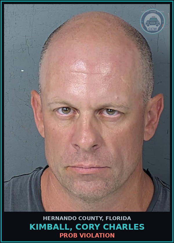 Booking mugshot of KIMBALL, CORY CHARLES in Hernando County